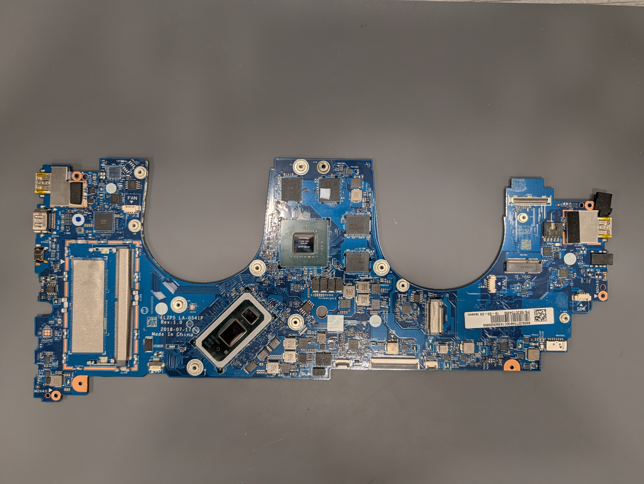 Laptop-Mainboard in direkter Draufsicht